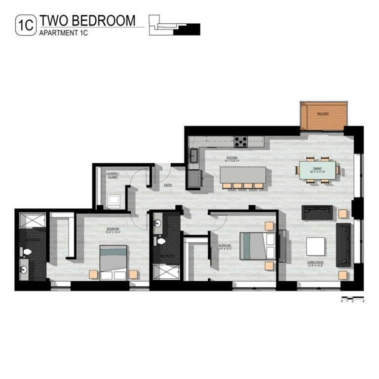 Floor Plan 1C 213 Broadway Interlace