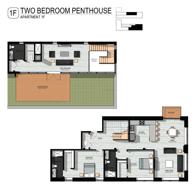 2 Bedroom Penthouse Floor Plan